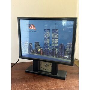 World Trade Center TWIN TOWERS NY CITY Commemorative LED Twinkling Clock -Works!